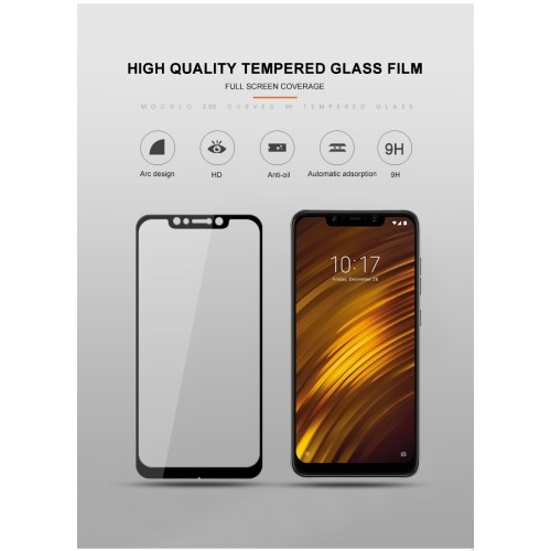 Härdat Glas Skärmskydd till Xiaomi Pocophone F1 - Svart