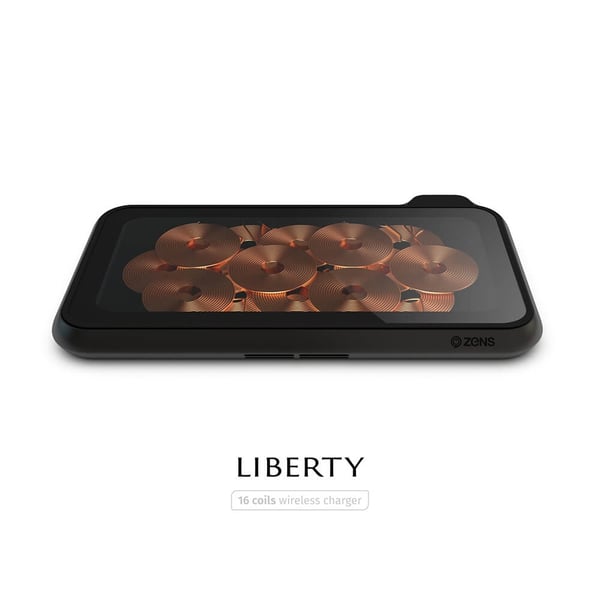 ZENS Dual Bordsladdare QI Liberty 16 coils 2x15W Glass Top Edition