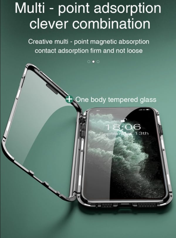 Huawei P40 Pro Skal Magnetisk Metallram + Härdat Glas Fram och Bak