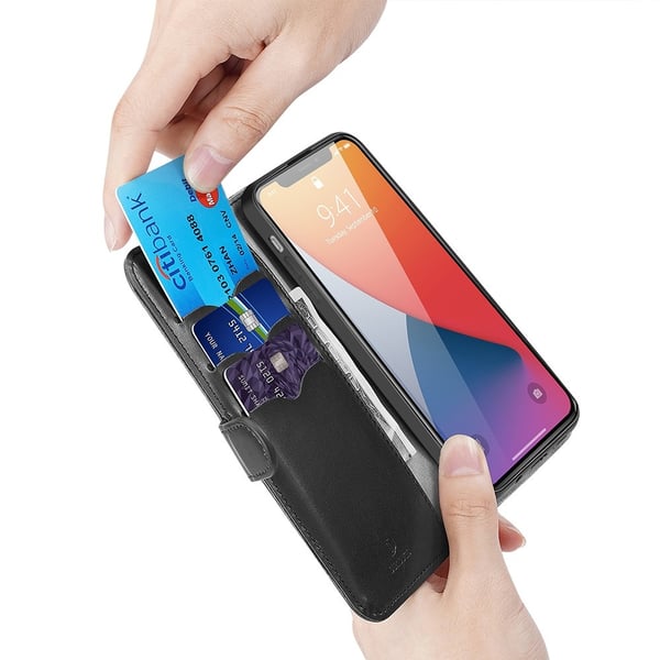 Dux Ducis Läder Plånboksfodral iPhone 12 Pro Max - Svart