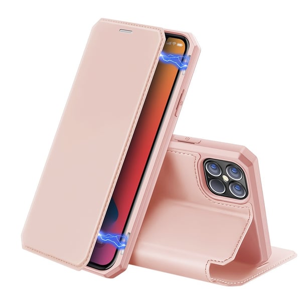 Dux Ducis Auto-absorberet Læder Pung Etui iPhone 12 Pro Max - Rose Gold