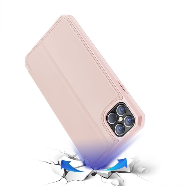 Dux Ducis Auto-absorberet Læder Pung Etui iPhone 12 Pro Max - Rose Gold