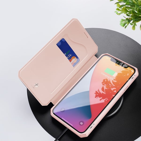 Dux Ducis Auto-absorberet Læder Pung Etui iPhone 12 Pro Max - Rose Gold