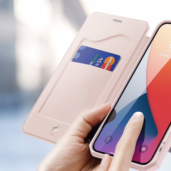 Dux Ducis Auto-absorberet Læder Pung Etui iPhone 12 Pro Max - Rose Gold