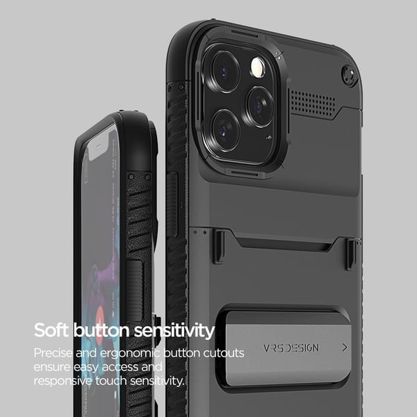 VRS DESIGN Damda QuickStand iPhone 12 Pro Max -kuori - Musta