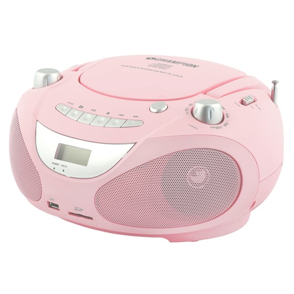 Champion Boombox CD/radio/MP3/USB Lyserød