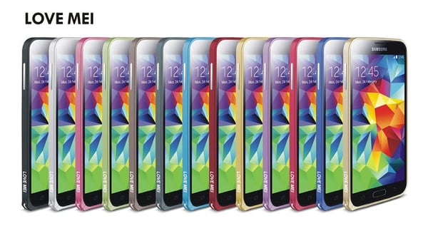 LOVE MEI 0.7mm Metal Bumper till Samsung Galaxy S5 (Grön)