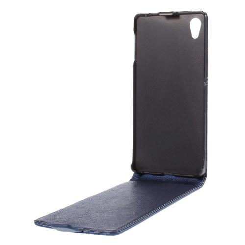 Cross Pattern Flipfodral till Sony Xperia Z3+ - Mörkblå