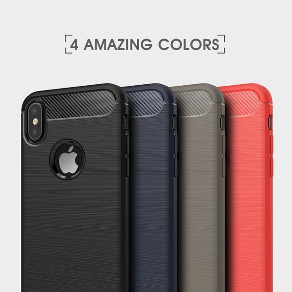 Carbon Fiber Børstet Telefontaske til iPhone XS/X - Grå