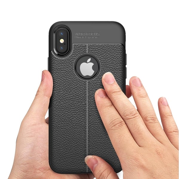 Litchi Skin TPU Telefontaske til iPhone XS/X - Blå
