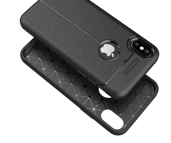 Litchi Skin TPU Mobilskal till iPhone XS / X - Grå
