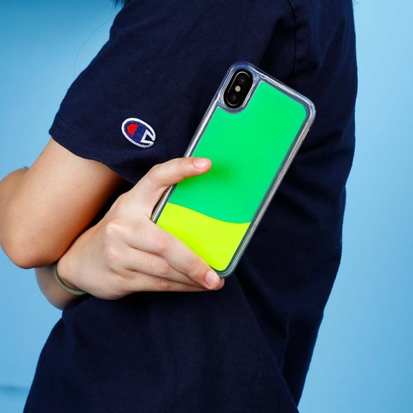 Flydende Neon Sand Taske til iPhone X - Grøn