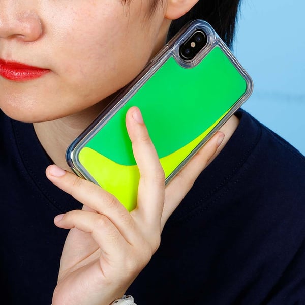 Flydende Neon Sand Taske til iPhone X - Grøn