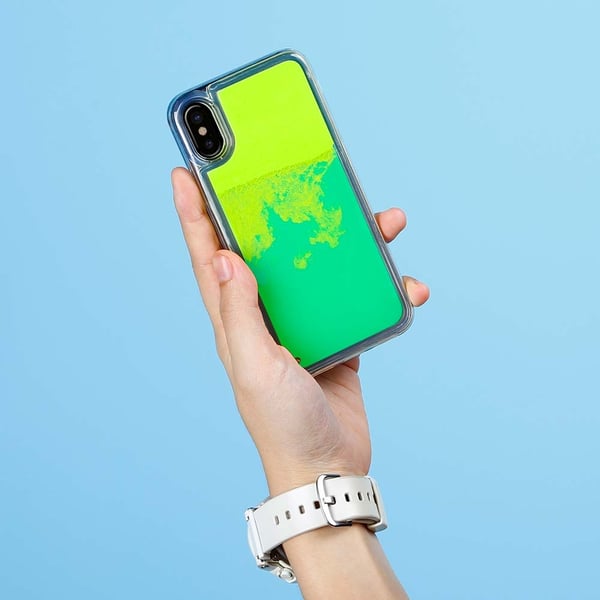 Flydende Neon Sand Taske til iPhone X - Grøn