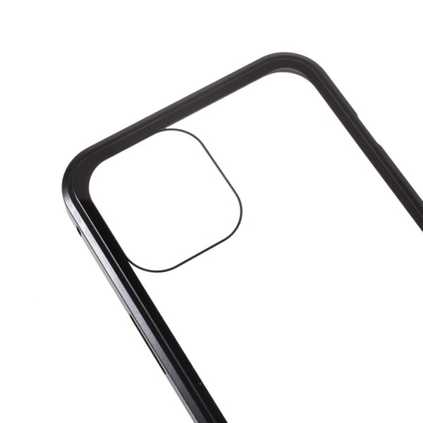 Magnetisk Metal skal med Härdat Glas till iPhone 12 Mini - Svart