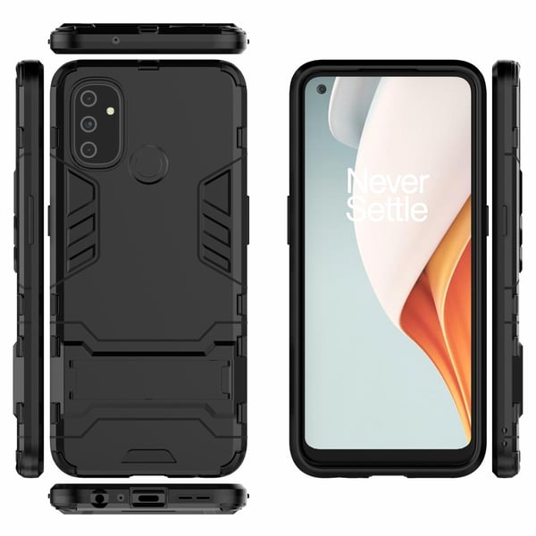 Kick-Stand Telefontaske til Oneplus Nord N100 - Sort