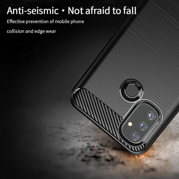 Carbon Fiber Telefontaske til Oneplus Nord N100 - Sort
