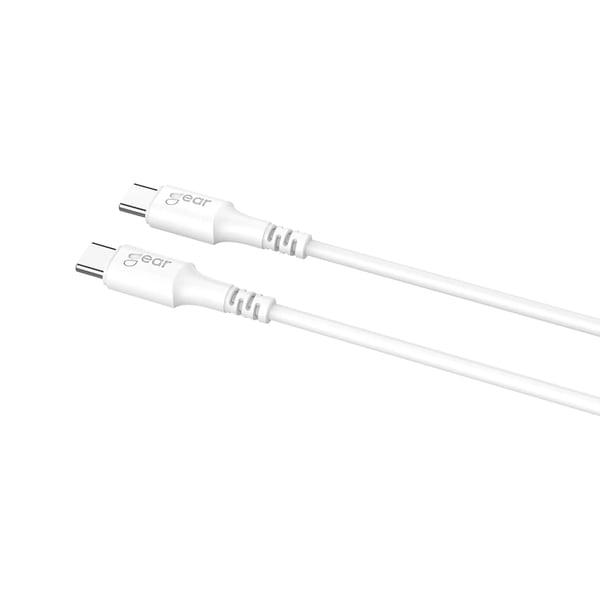 GEAR USB-C til USB-C kabel 2.0 1m Hvid Rund kabel