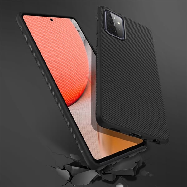 Twill Texture flexicase -kuori Galaxy A72 5G:lle - Musta
