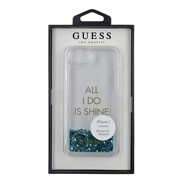 Guess Taske til iPhone 6/7/8/SE 2020 Liquid Glitter Party - Blå