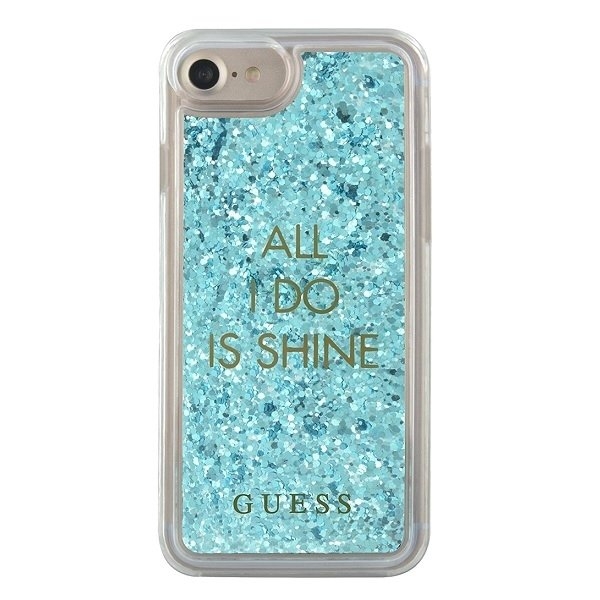 Guess Taske til iPhone 6/7/8/SE 2020 Liquid Glitter Party - Blå