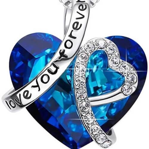 Äitienpäivälahja kaulakoru - I love you Forever - Sininen