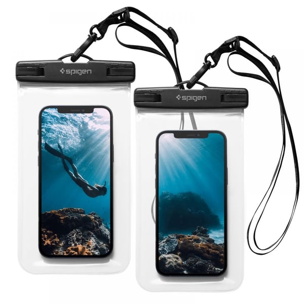 Spigen 2-pakkaus universaali vedenpitävä puhelinkotelo A601 - Crystal Clear