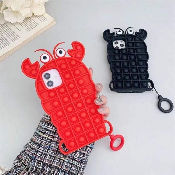 Crab Pop it Fidget Skal till iPhone 7/8/SE 2020 - Röd