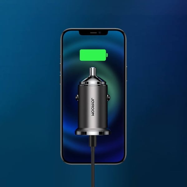 Joyroom mini kaksoisportti USB Type C/USB 45 W 5 A autolaturi Harmaa