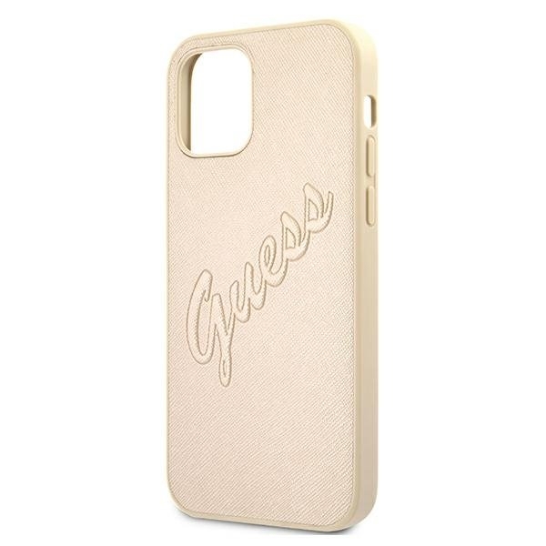 Guess iPhone 12 Pro Max Skal Saffiano Vintage - Guld