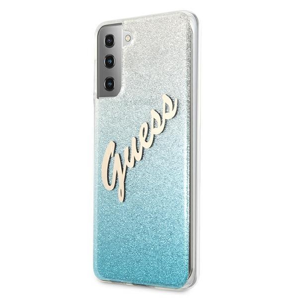 Guess Skal Galaxy S21 Plus Glitter Gradient Script - Blå