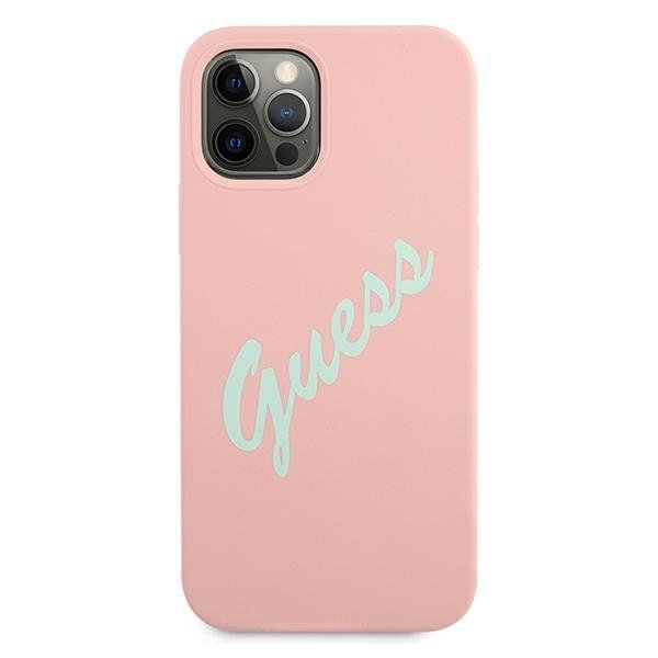 Guess iPhone 12 Pro Max Skal Silikon Vintage - Rosa/Grön