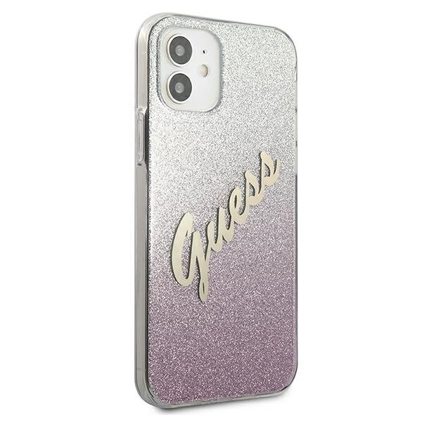 Guess Skal iPhone 12 Mini Glitter Gradient Script - Rosa