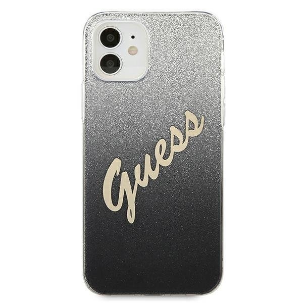 Guess Skal iPhone 12 Mini Glitter Gradient Script - Svart