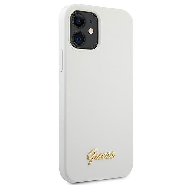 Guess Skal iPhone 12 Mini Metal Logo Script - Vit