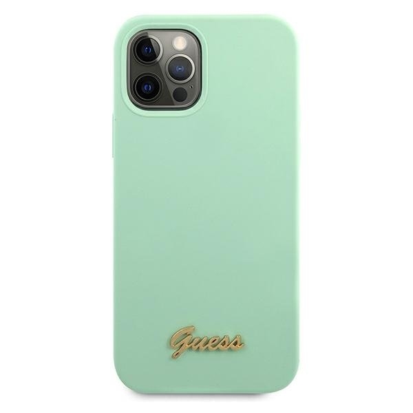 Guess Skal iPhone 12 & 12 Pro Metal Logo Script - Grön