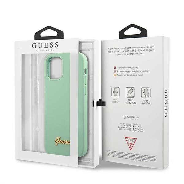 Guess Skal iPhone 12 & 12 Pro Metal Logo Script - Grön