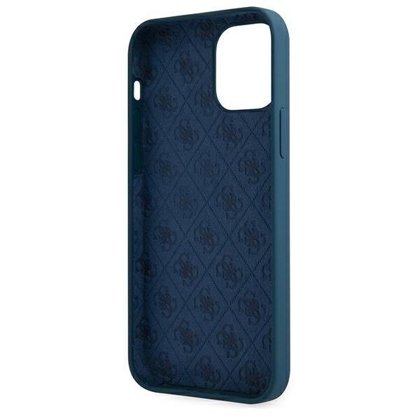 Guess iPhone 12 Pro Max Skal Metal Logo Script - Blå