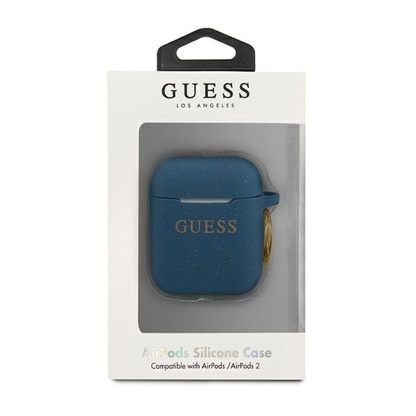 Guess Skal AirPods Silicone Glitter - Blå