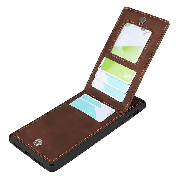 Skal med Kortplatser till iPhone 12 Pro Max - Brun