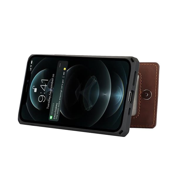 Skal med Kortplatser till iPhone 12 Pro Max - Brun
