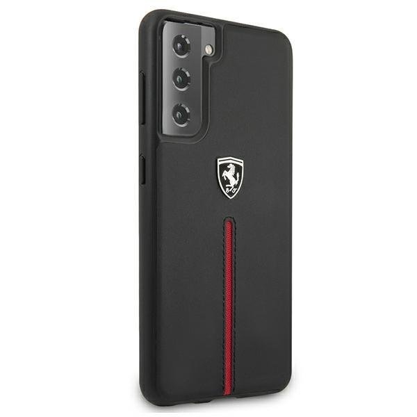 Ferrari Skal Galaxy S21 Off Track Leather Nylon Stripe - Svart