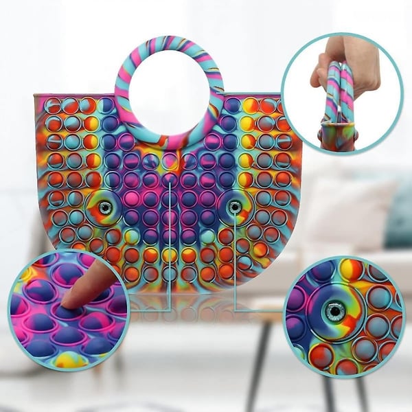 MEGA Håndtaske - Pop it Fidget Toy legetøj Stress Relief Toy - Flerfarvet