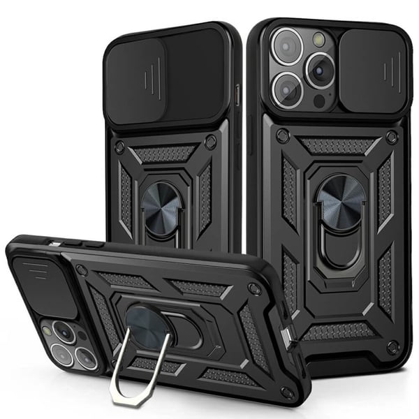 Camshield Telefontaske Med Ringholder iPhone 13 Pro Max - Sort
