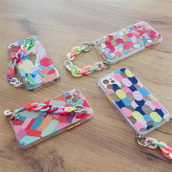 Color Chain Pendant Gel Flexible Mobileskal iPhone 8 Plus / 7 Plus - Flerfargad