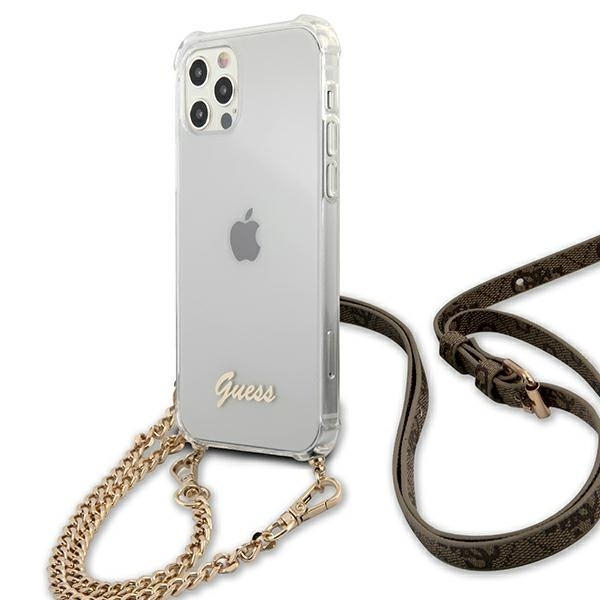 Guess Skal iPhone 12 & 12 Pro Gold Chain - Transparent