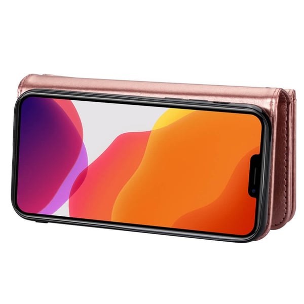 2-i-1 iPhone 13 Pro Plånboksfodral med 9 Kortplatser - Roséguld