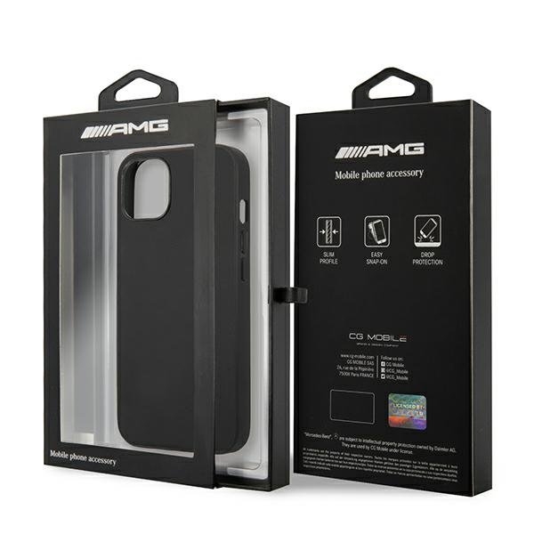 Mercedes AMG Skal iPhone 13 Mini Läder Hot Stamped - Svart