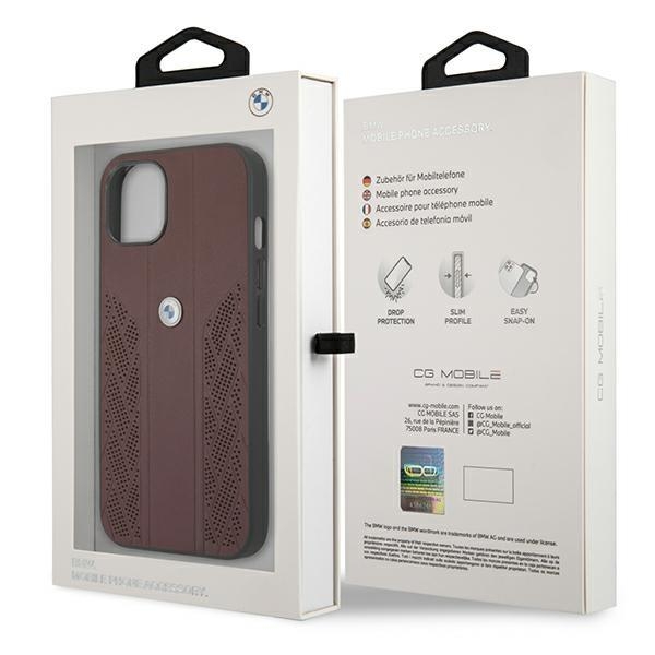 BMW Skal iPhone 13 mini Läder Curve Perforate - Röd