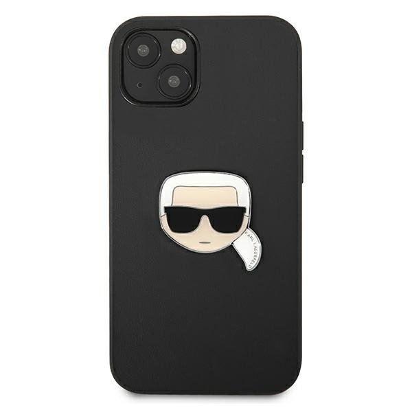 Karl Lagerfeld Læder Iconik Karl`s Head Metal Taske til iPhone 13 Mini - Sort